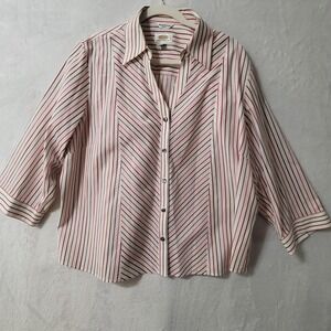 Talbots Shirt Womens 22W‎ Petite Wrinkle Resistant Stretch Blouse Button Up Work
